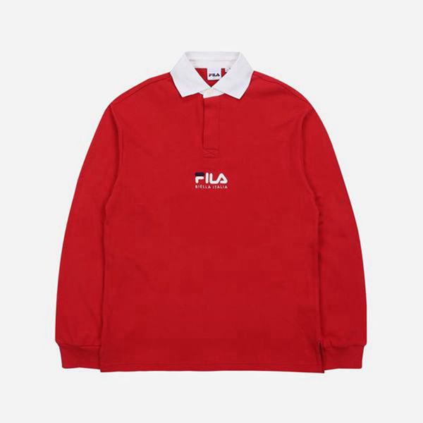 Fila Basic Rugby L/S Women's Polo Shirts - Red,NZ 529-91386